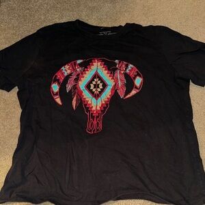 Crazy Train Black Tee with Tribal Design